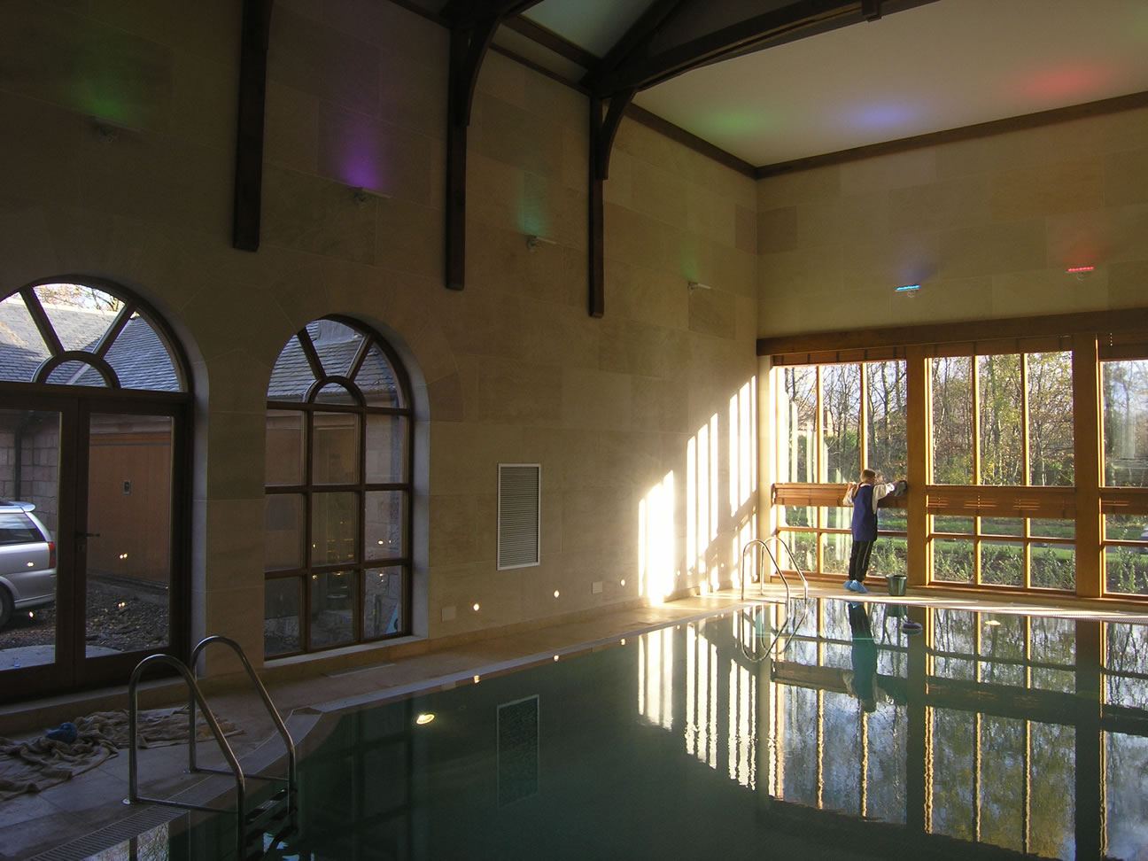 Stone block, private house swimming pool. Architect – Designworks
